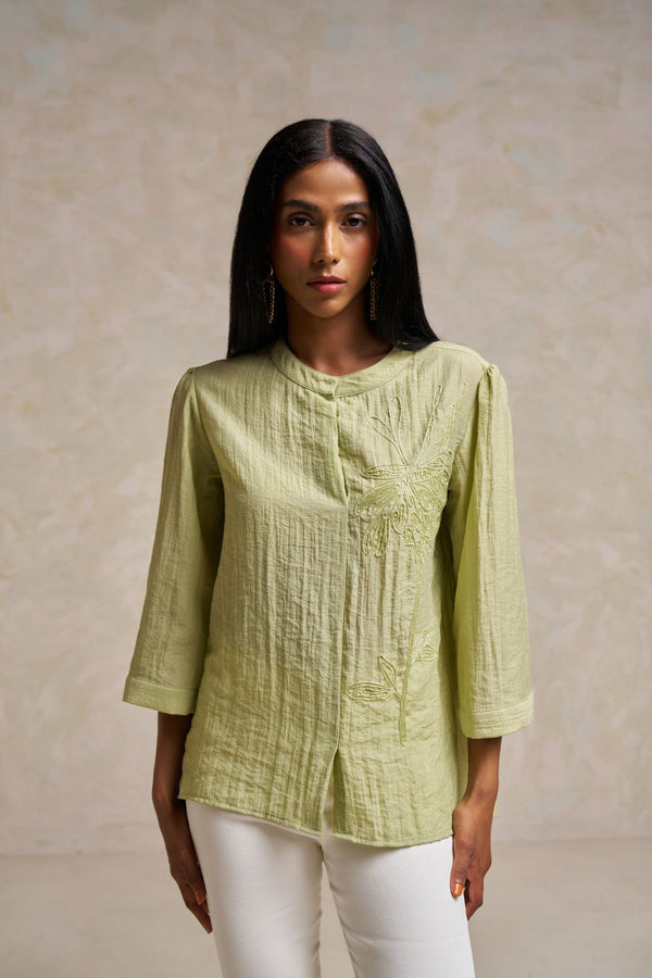 Light Neon Green Kurta Top with Intricate Embroidery – Summer Chic