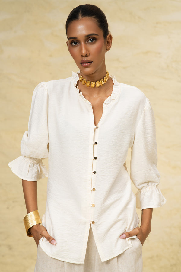 White Designer Lace-Back Linen Cotton Top – Premium Luxury Wear