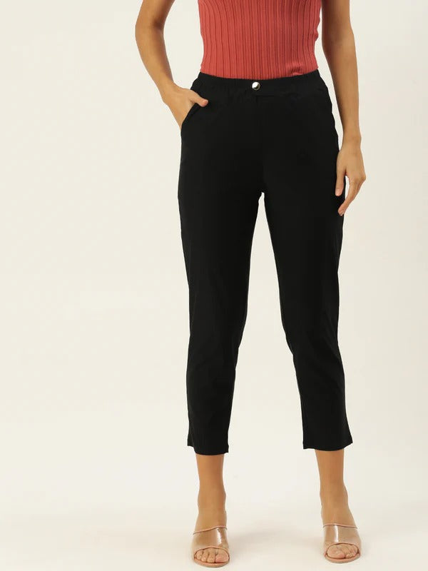Onyx Black Comfort 4-Way Stretchable Casual & Travel Wear Bottom
