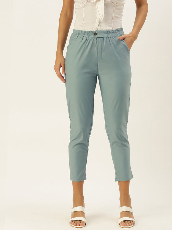 Smoke Green Comfort 4-Way Stretchable Casual & Travel Wear Bottom